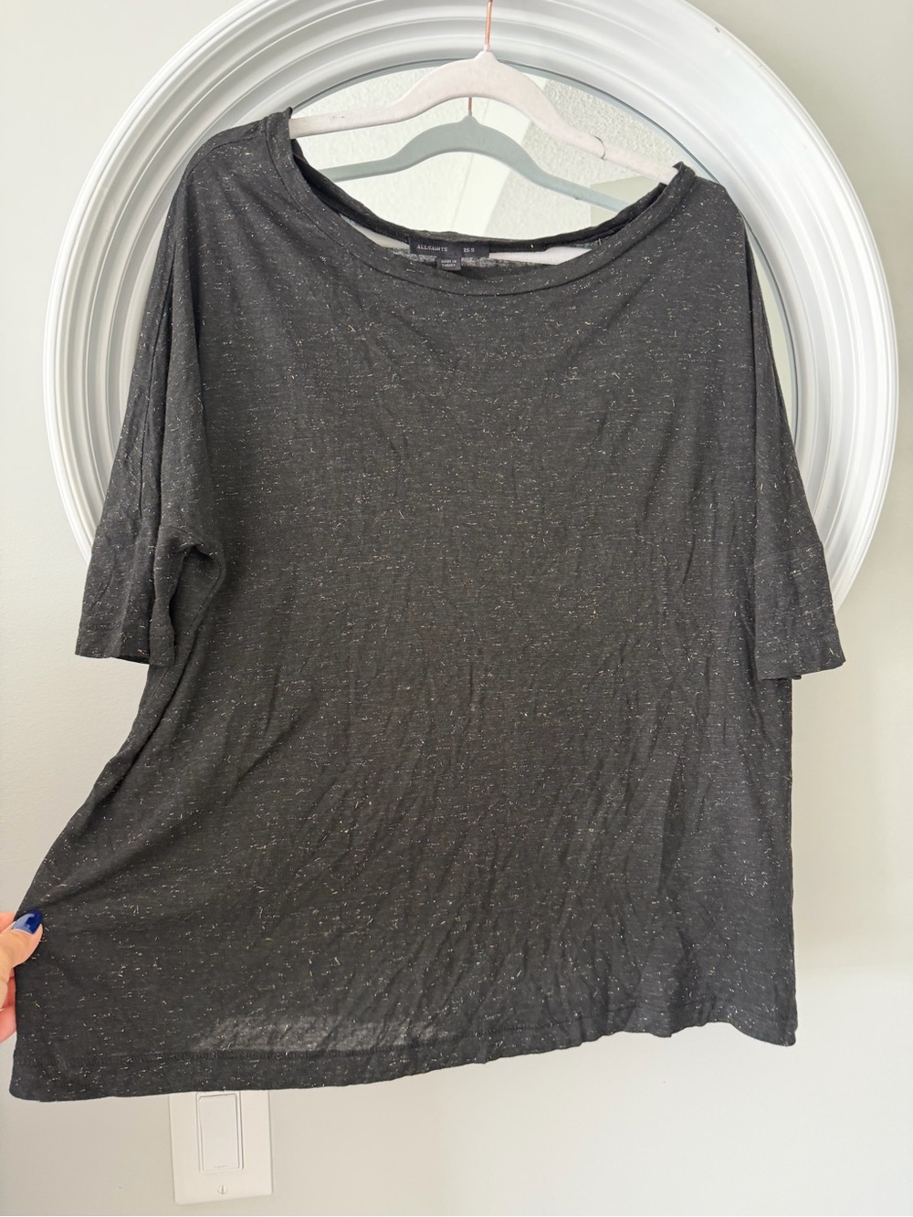 AllSaints Black Speckled Short Sleeve Tee